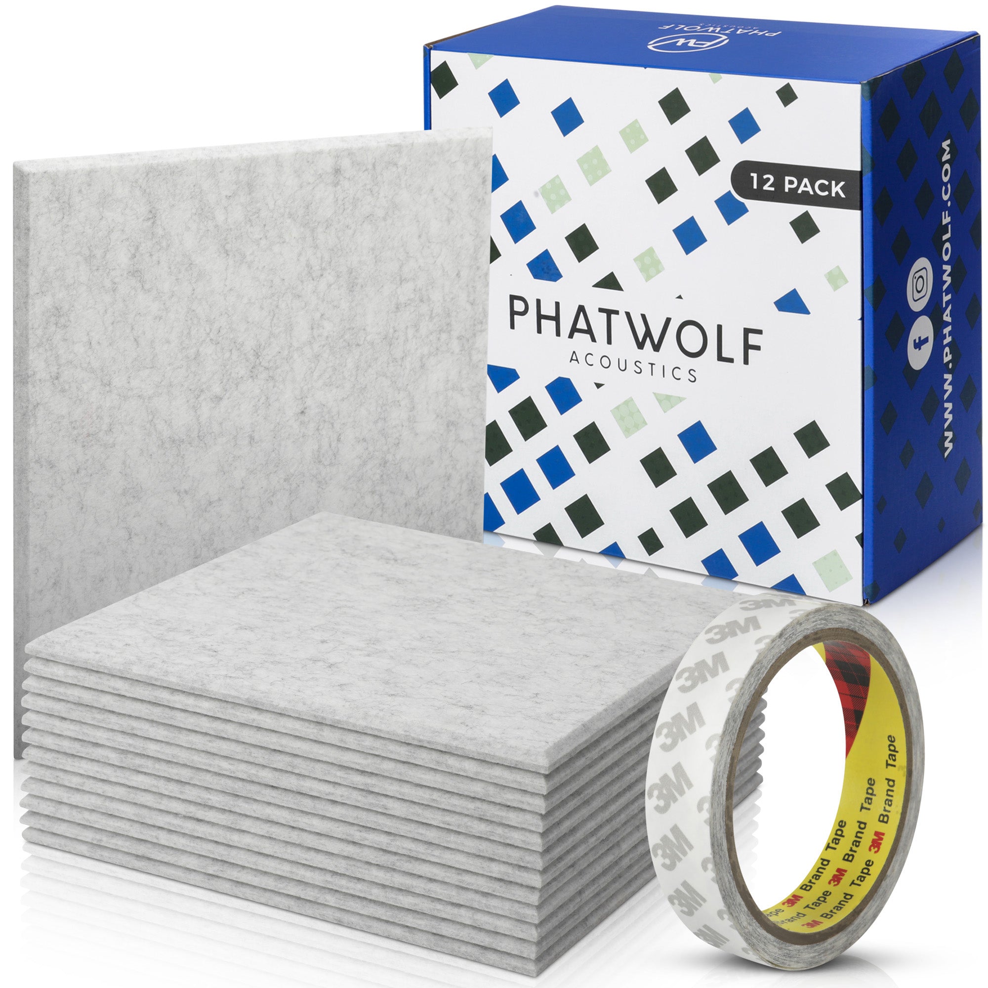 PHATWOLF 12 Pack Square Acoustic Panels